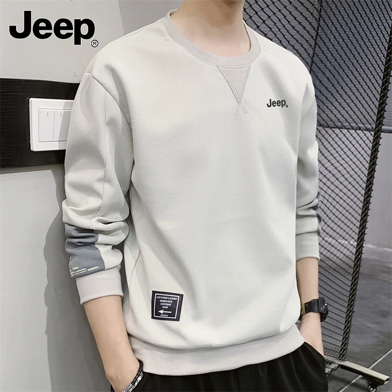 Jeep吉普男士卫衣春秋新款套头圆领潮流青年百搭韩版长袖t恤上衣