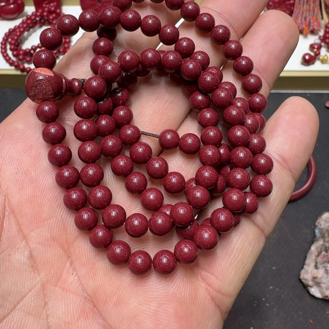 家****天然辰砂高含量朱砂108珠，送个6mm
