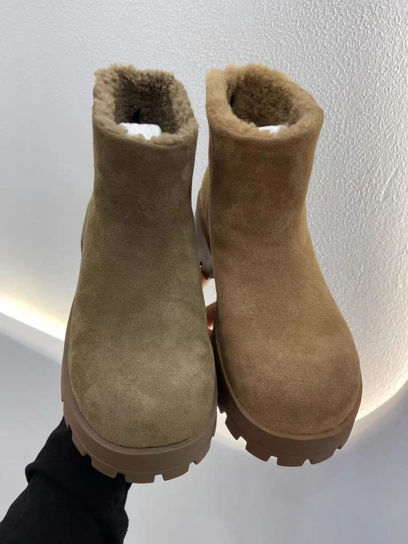 松糕磨砂皮复古加绒里大头马丁靴女款时髦短靴8003