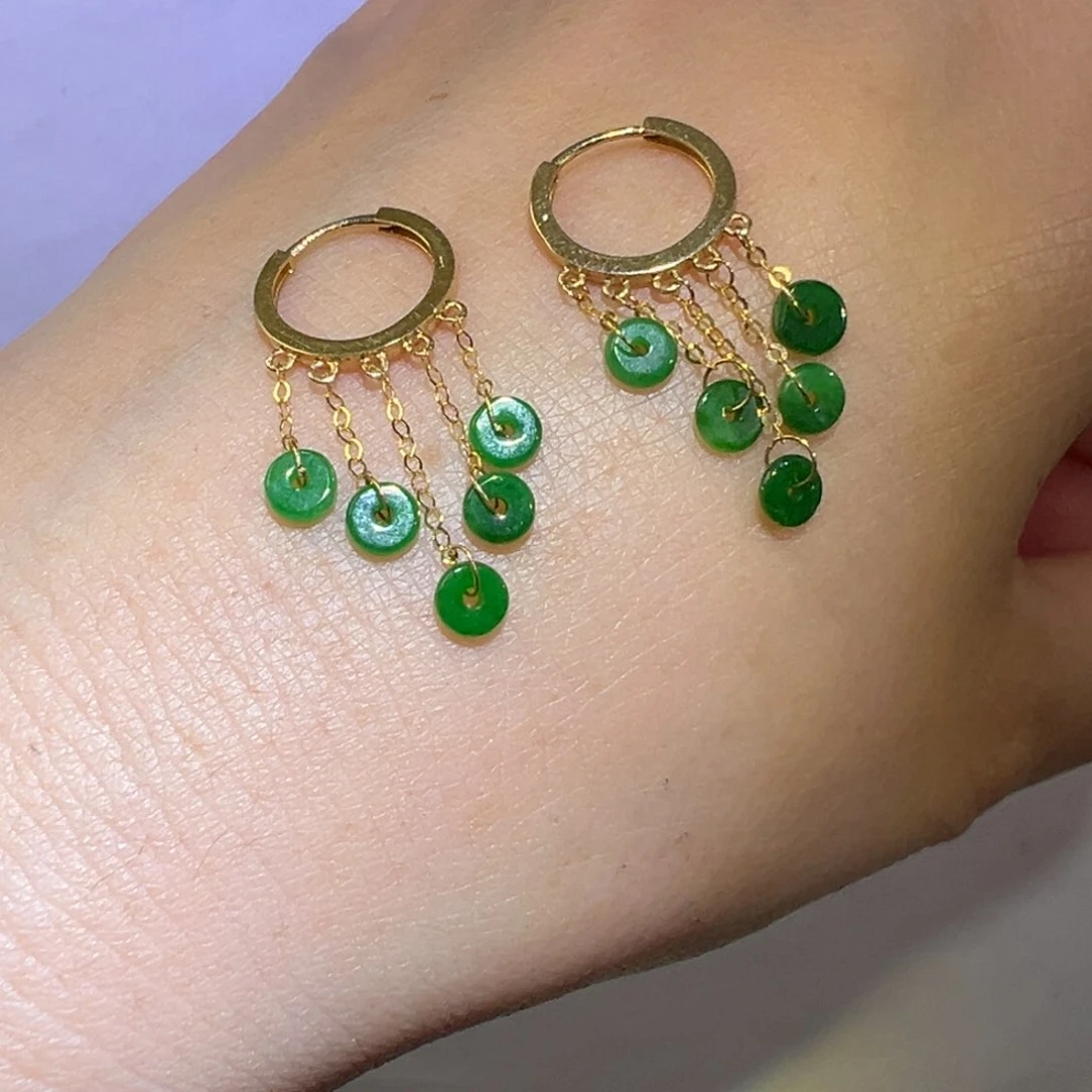 翡翠颈饰18K金镶嵌耳环