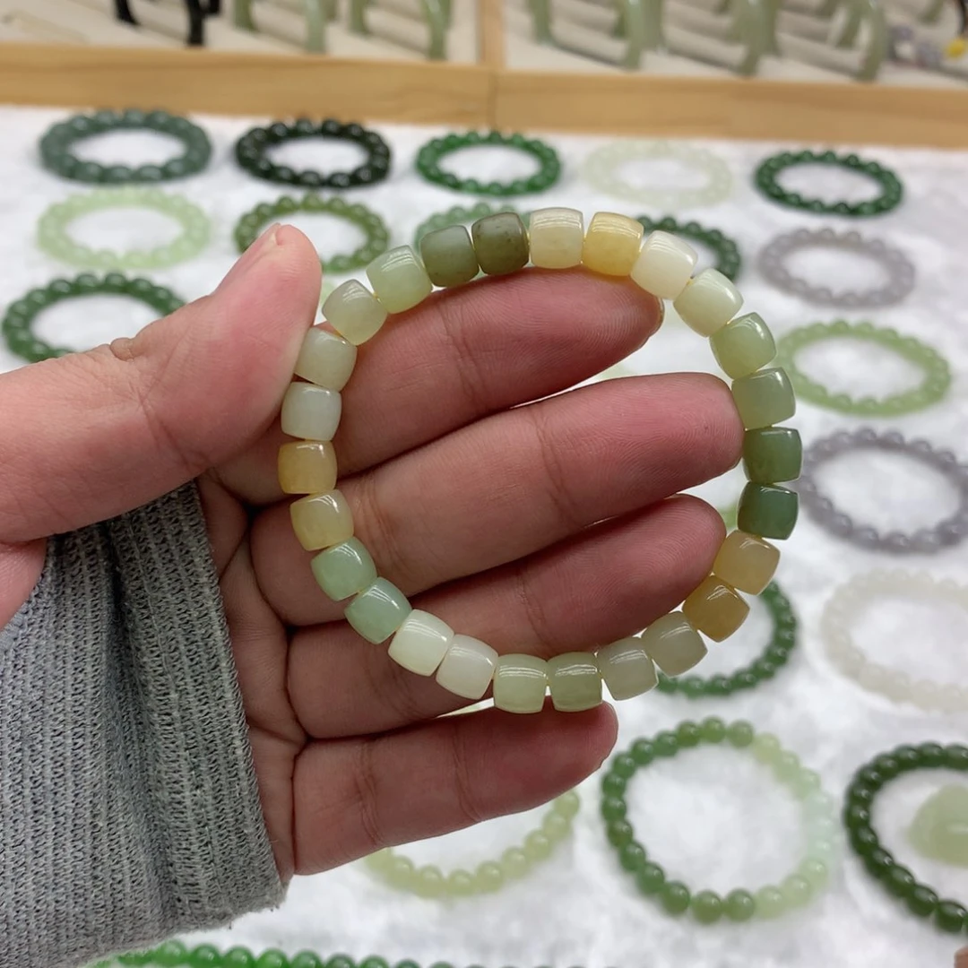 未镶嵌手串和田玉（直切多宝8）