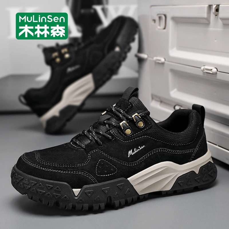 木林森男鞋2025新款秋季户外旅游老爹鞋轻便透气登山运动鞋休闲鞋