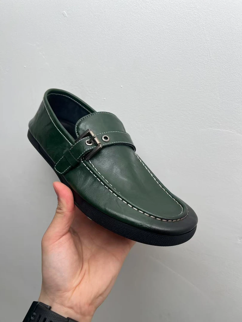 【特调色小牛皮】728夏季男士夏季透气吸汗软底软皮懒人豆豆鞋