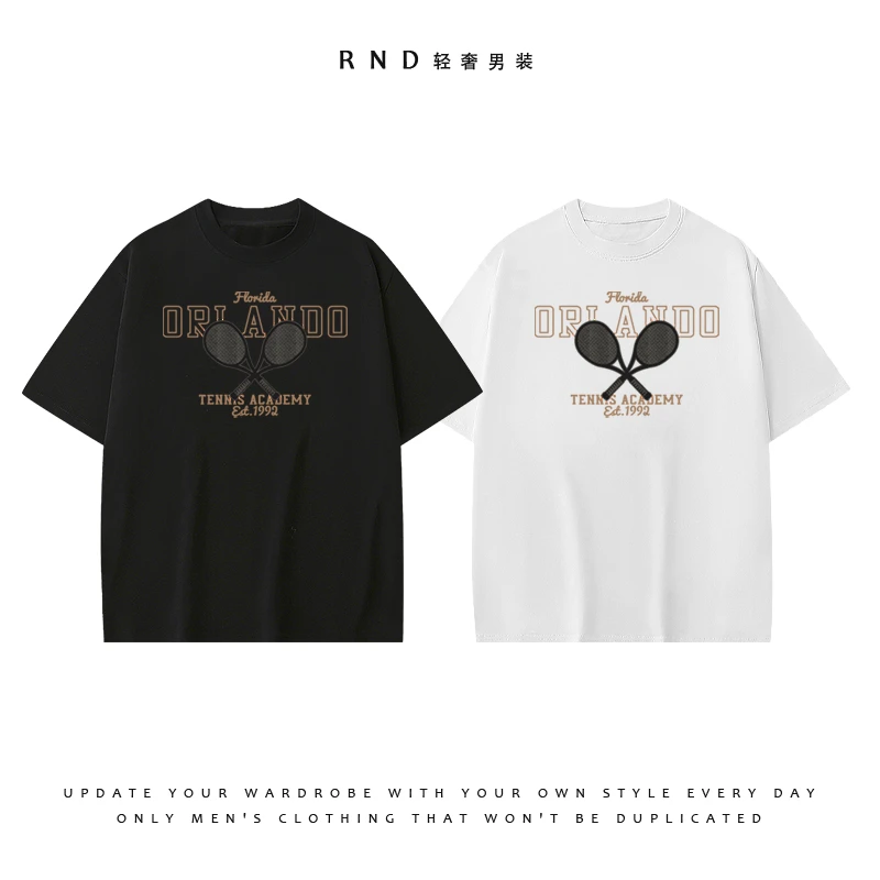 RND |美式潮牌ins高级短袖宽肩套头T恤重磅纯棉印花轻奢高街上衣