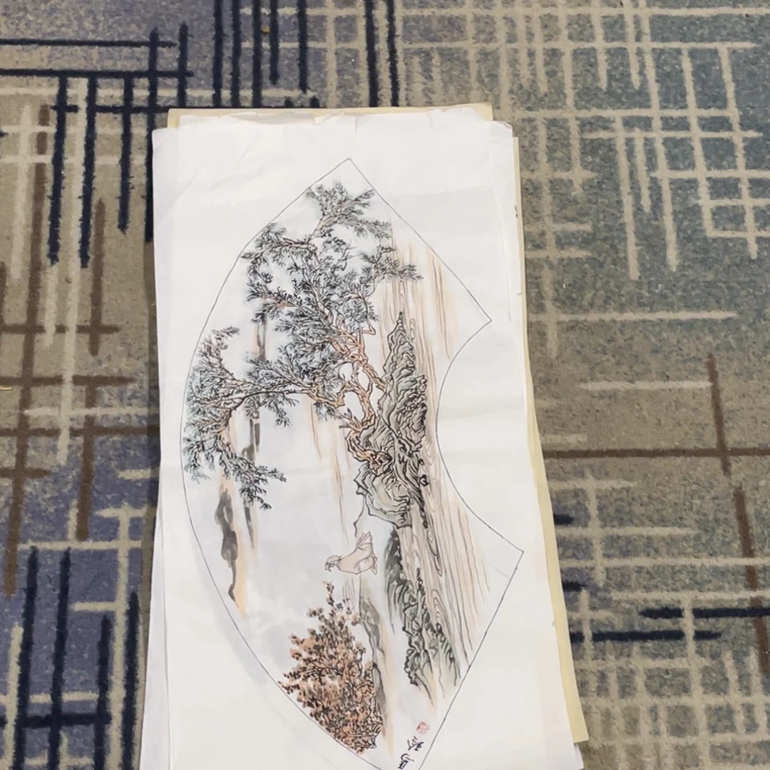 国画扇面作品山水11111