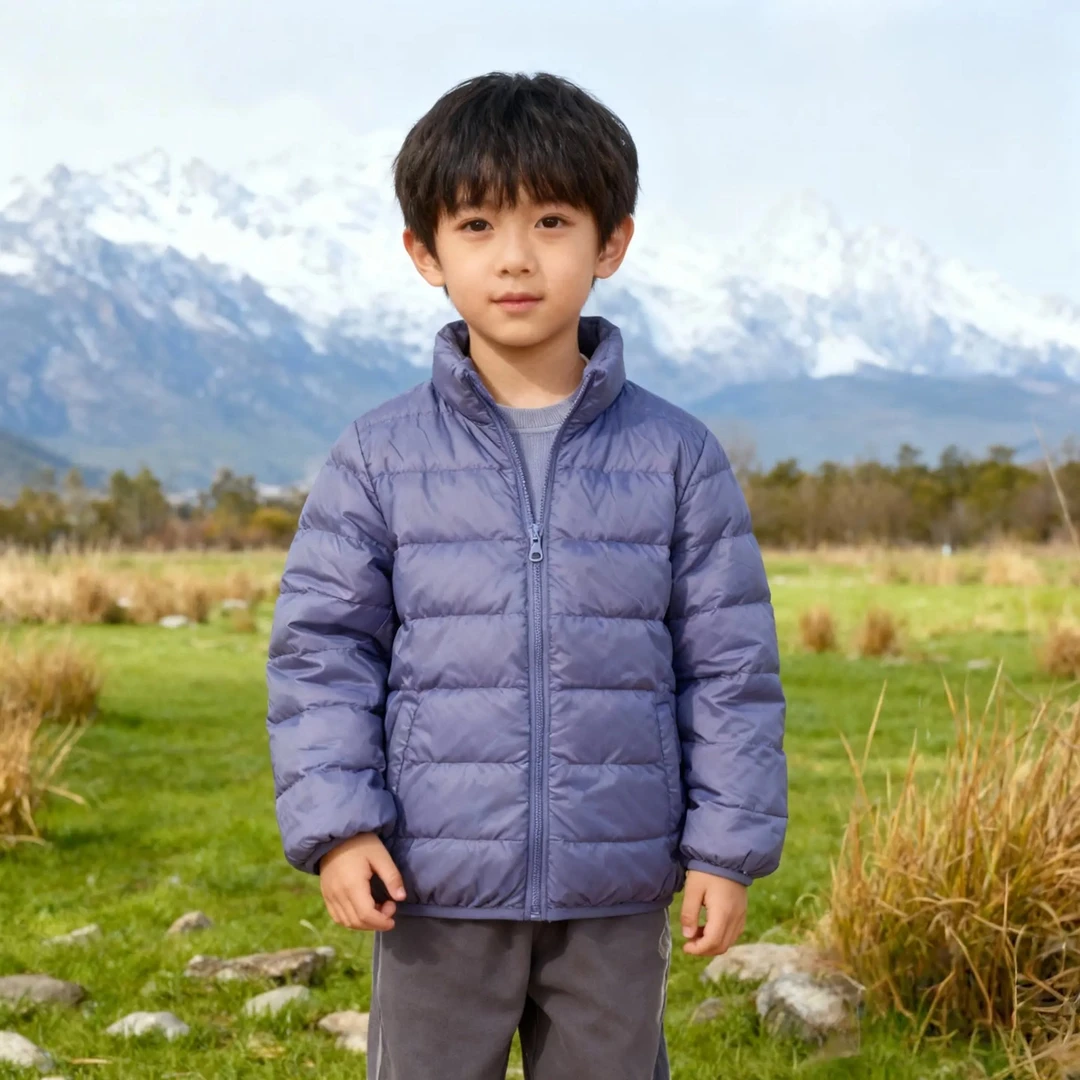 90白鸭绒儿童立领秋冬保暖时尚纯色轻薄羽绒服TZH0008