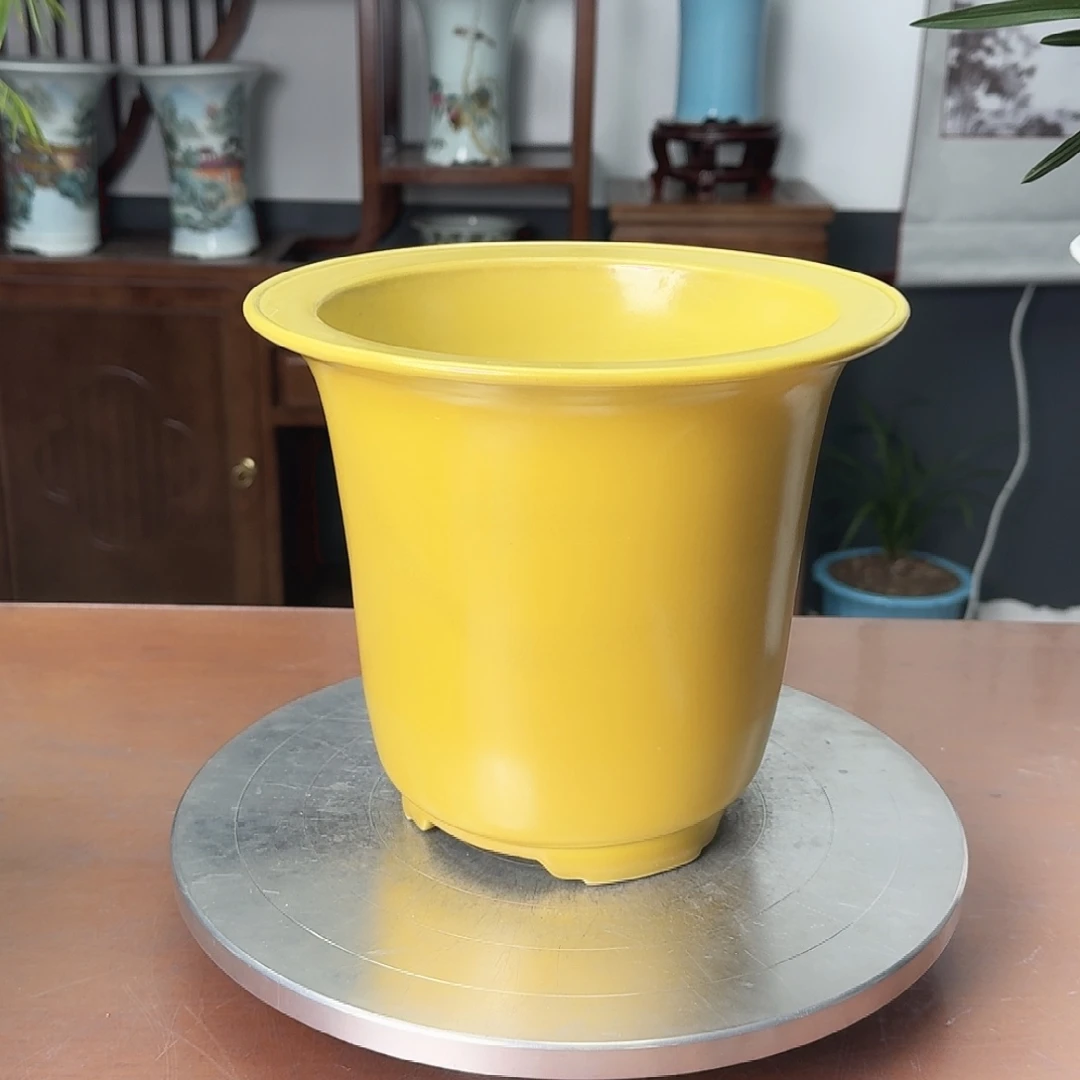 静****橘黄金钟陶瓷盆微瑕