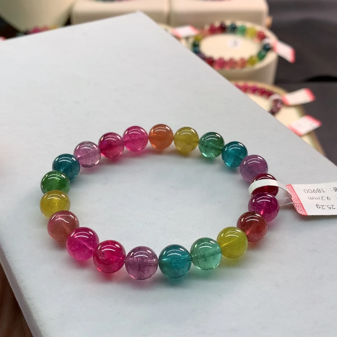 【闪购商品】手链未镶嵌碧玺碧玺彩虹色标单圈9.2