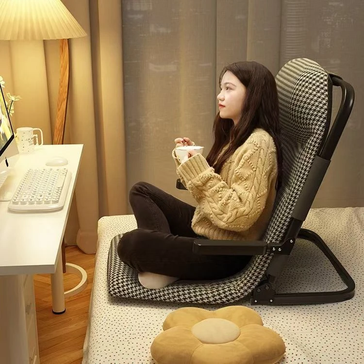 大学生宿舍懒人床上靠背椅带扶手老人久坐床上椅子多功能可折叠椅