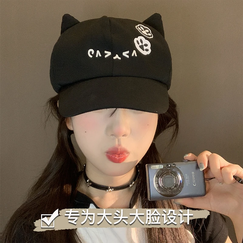 y2k帽子女款可爱猫耳朵棒球帽显脸小鸭舌帽