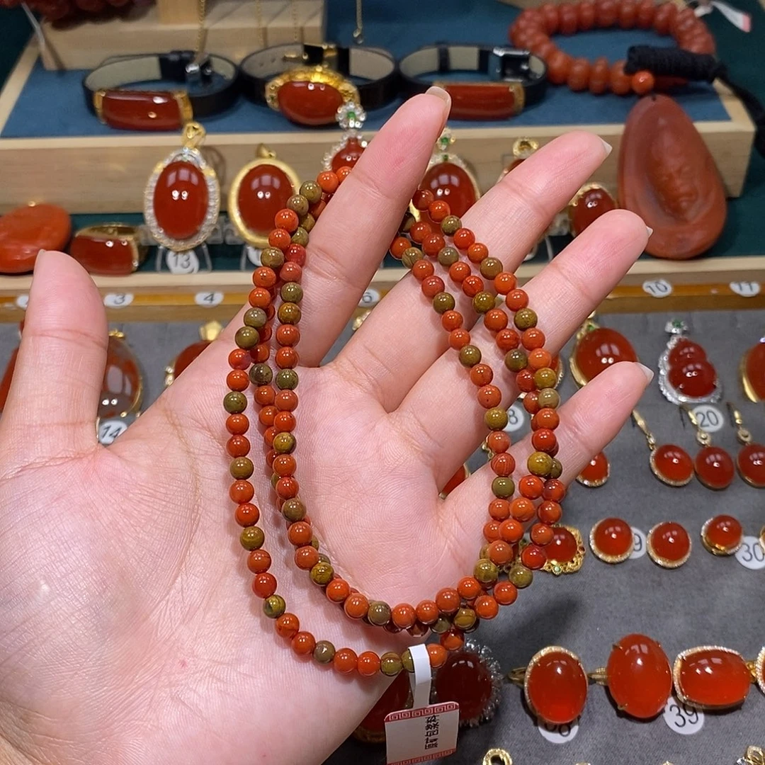 南红玛瑙未镶嵌手链4m+包浆多圈
