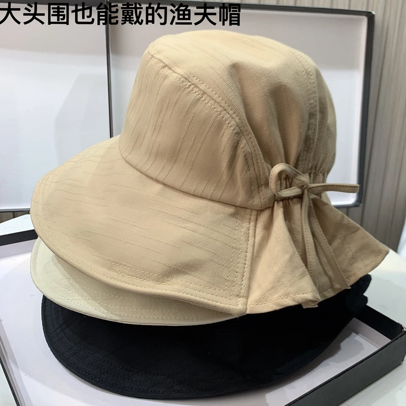 日系大沿渔夫帽女春夏出游防晒大头围遮阳百搭夏季ins盆帽户外