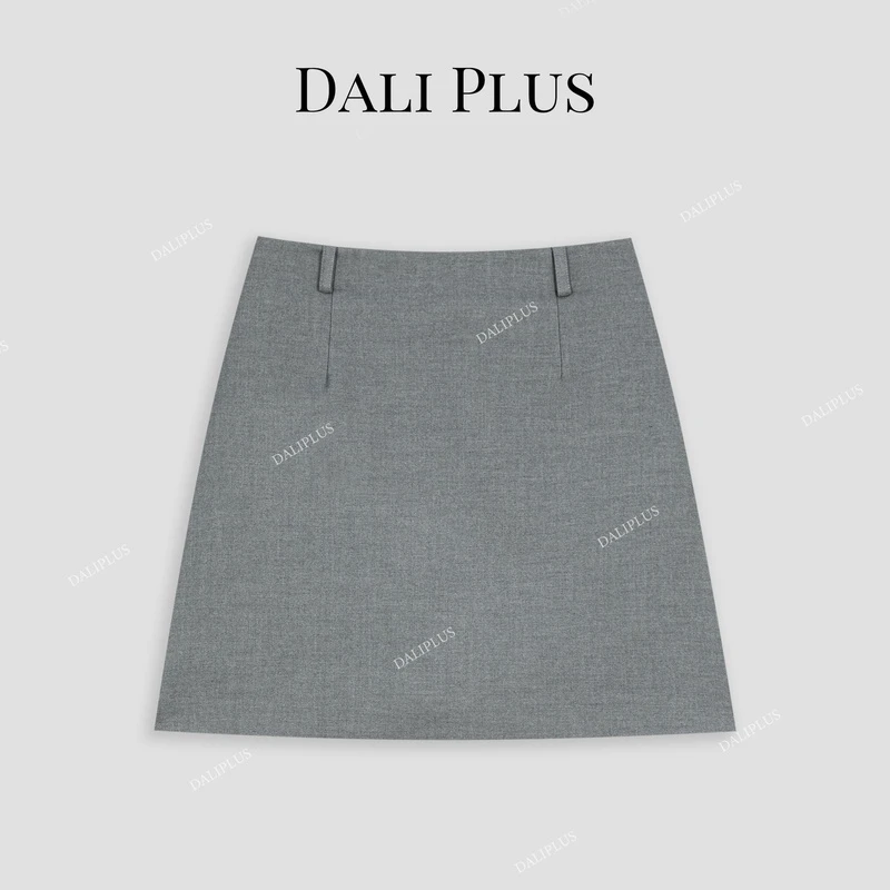 DALI PLUS天丝羊.毛 简约设计款气质百搭纯色显瘦半身裙-D4SS0209