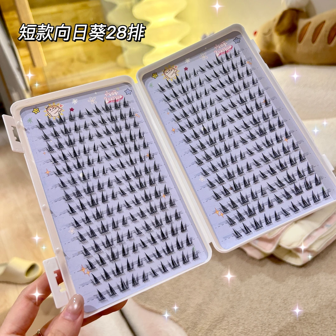 六眸免胶免卸大容量短款向日葵睫毛书上睫毛自然纯欲分段假睫毛