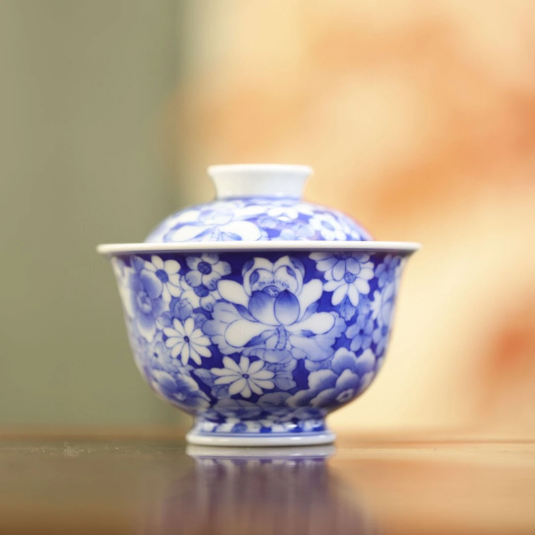 小桥-珍玩万花两才盖碗-手工陶瓷有差异（直播间为准）
