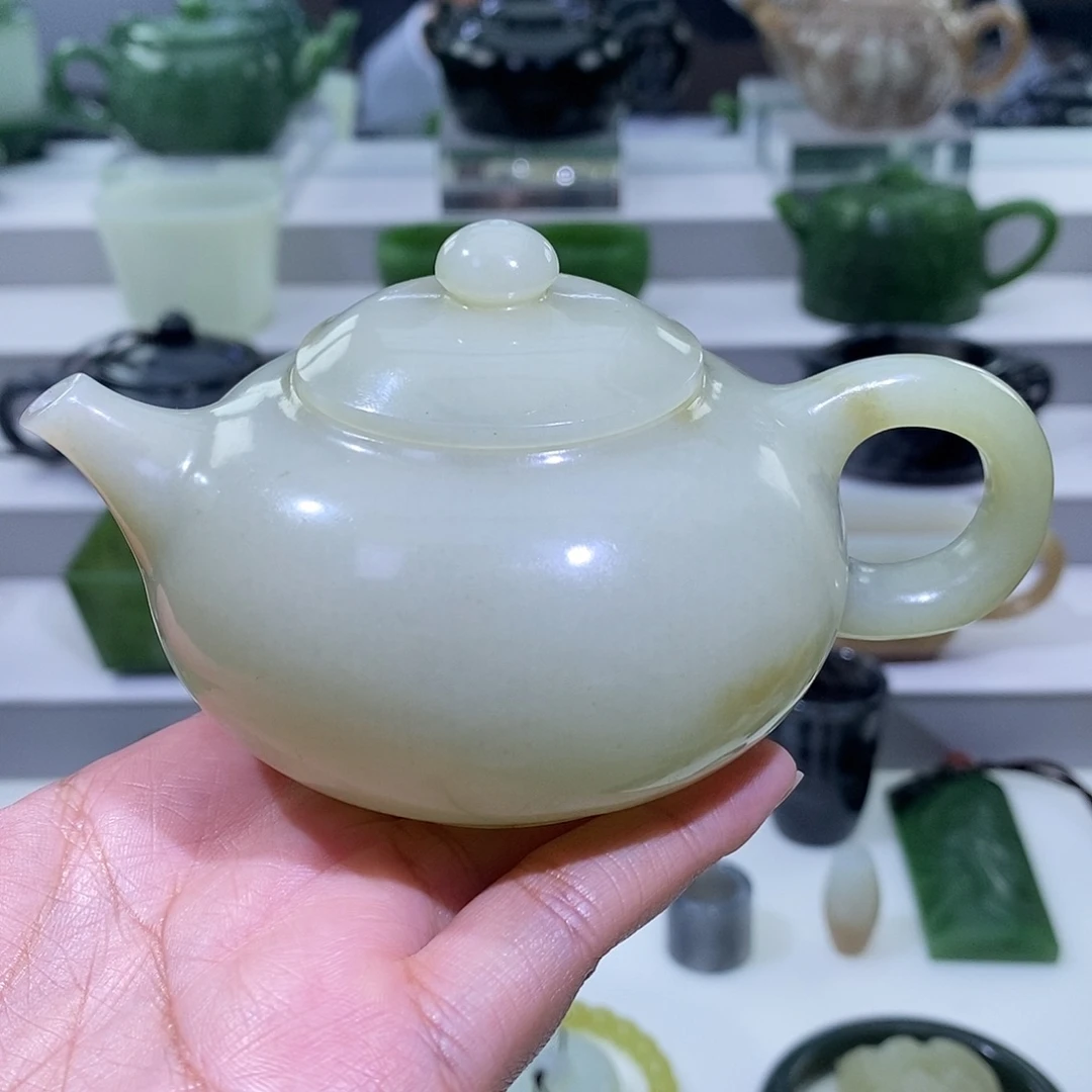 和田玉未镶嵌挂件茶壶