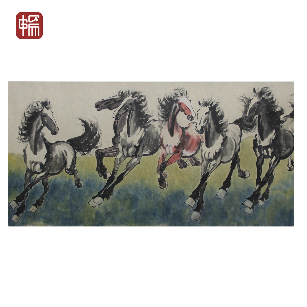 T841 1947年作《六骏图》 徐寿康 134*64（7.71平尺）纸本镜片 YQ