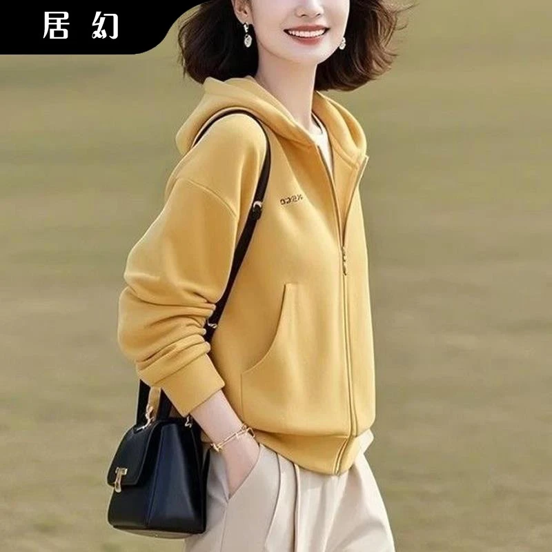 居幻休闲小个子中年妈妈开衫卫衣女2025秋冬新款洋气宽松大码外套