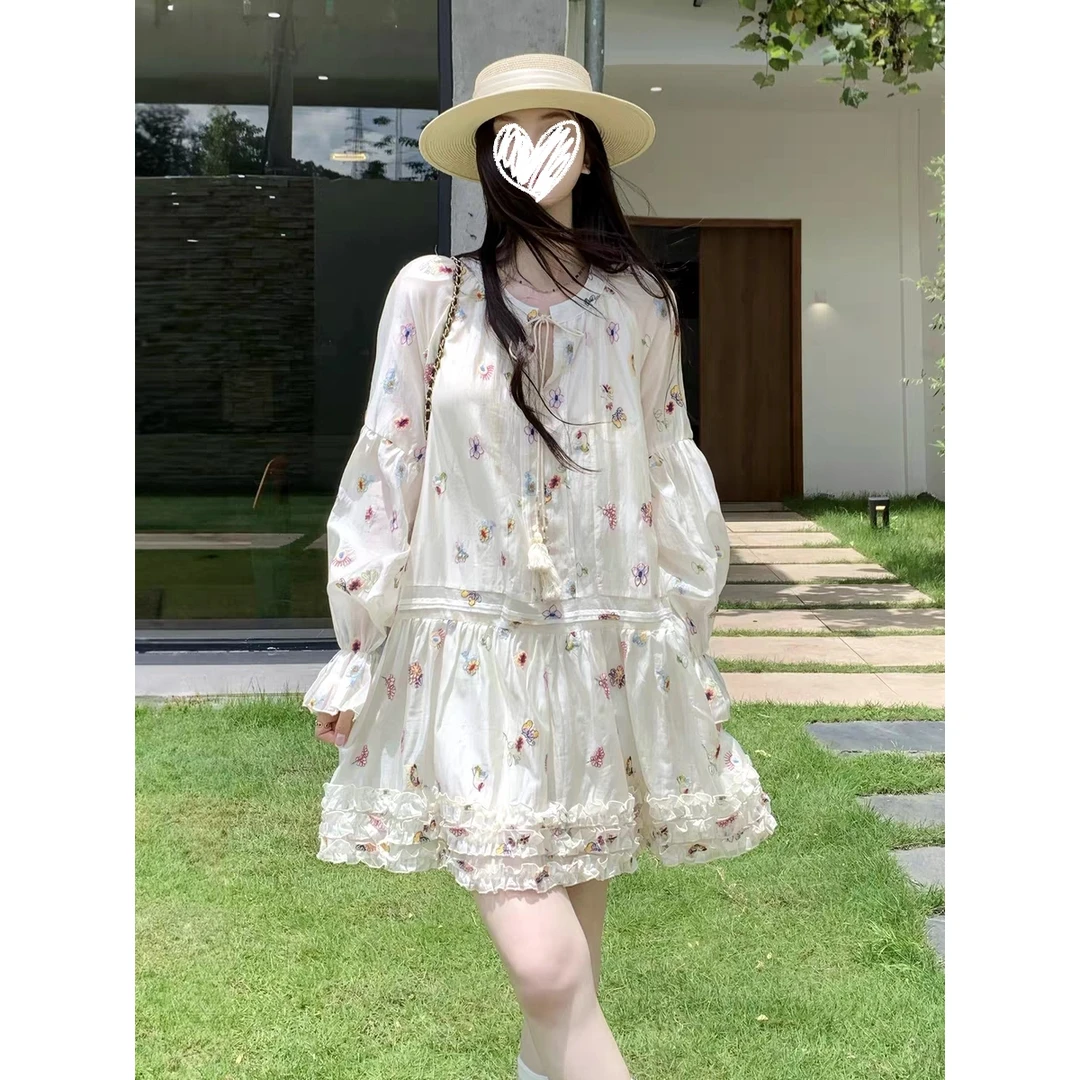 法式温柔风碎花泡泡袖连衣裙女2025夏季新款小个子百搭宽松短裙潮