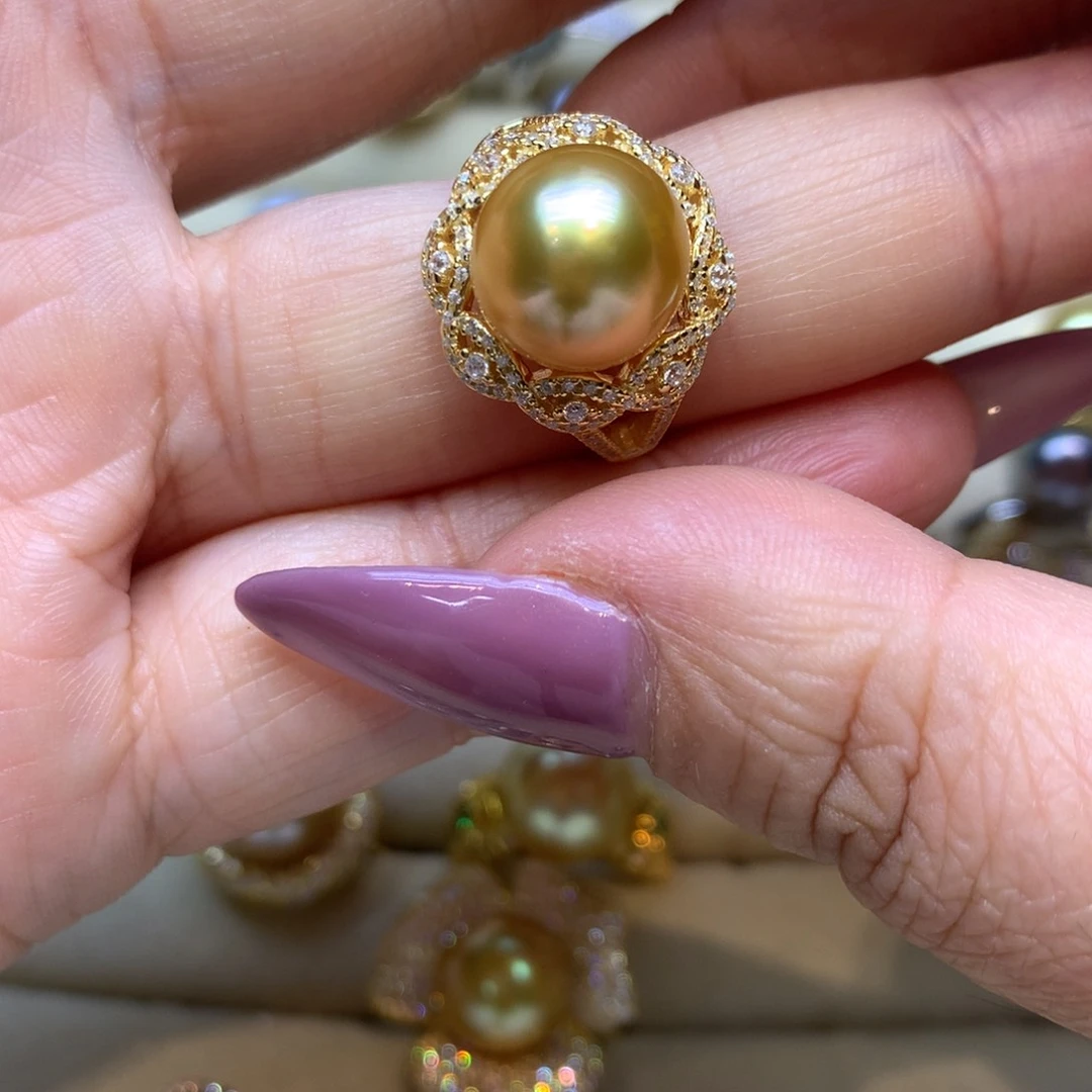 银S925镶嵌戒指海水珍珠