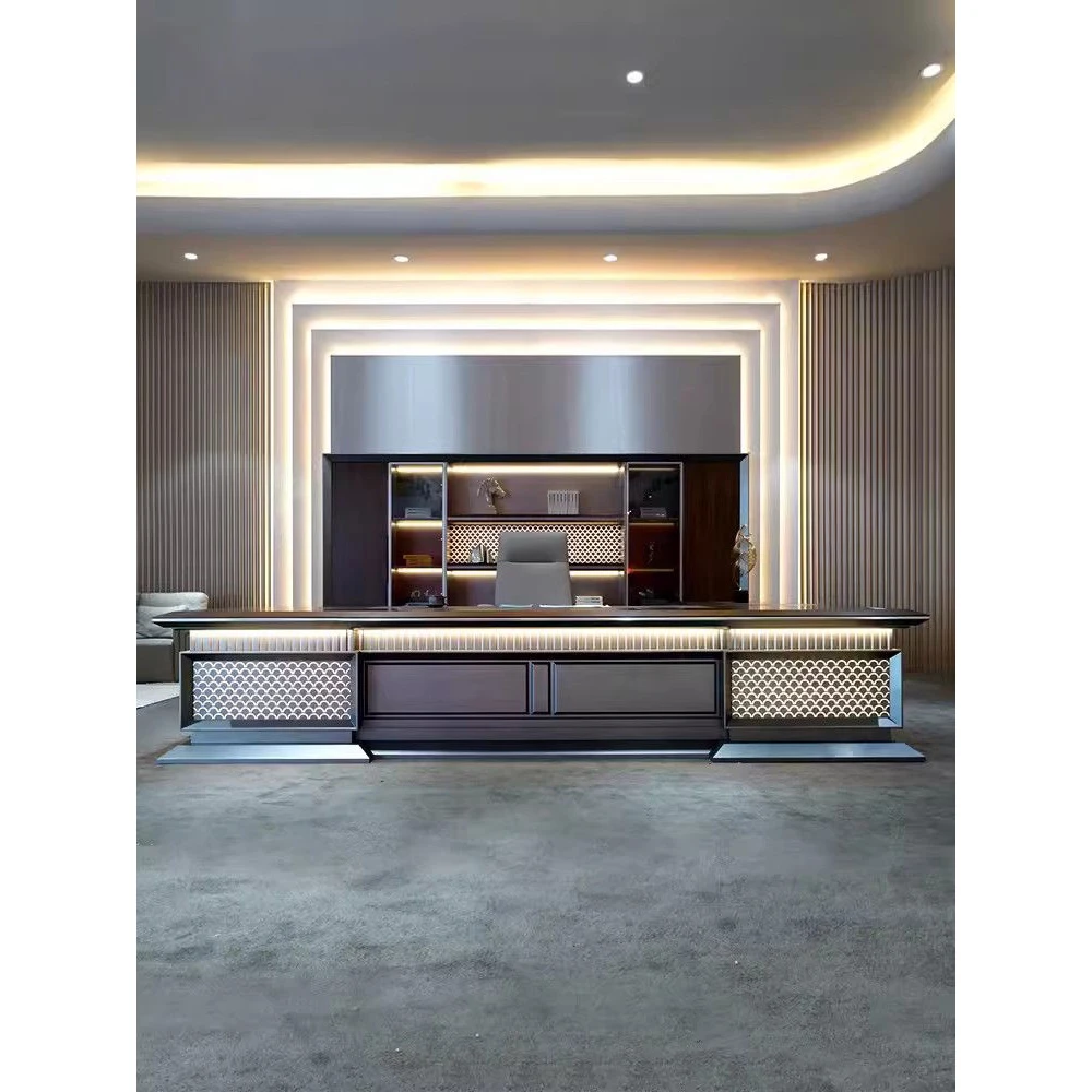 新中式办公桌老板桌简约现代大班台高端办公家具董事长总裁桌全套