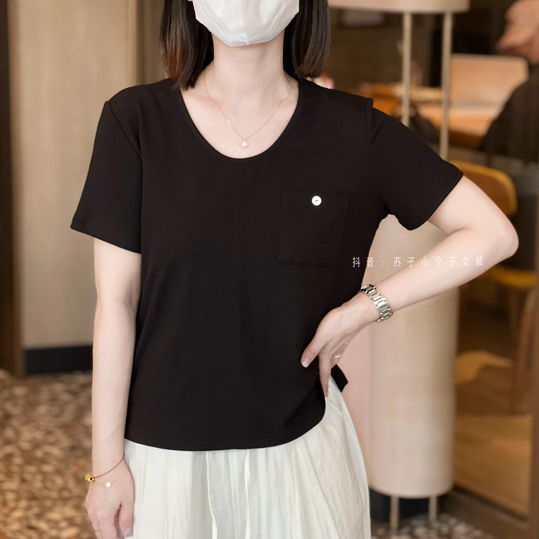 苏子自制【夏颜口袋T恤】夏季薄款天丝简约正肩百搭休闲显瘦短袖