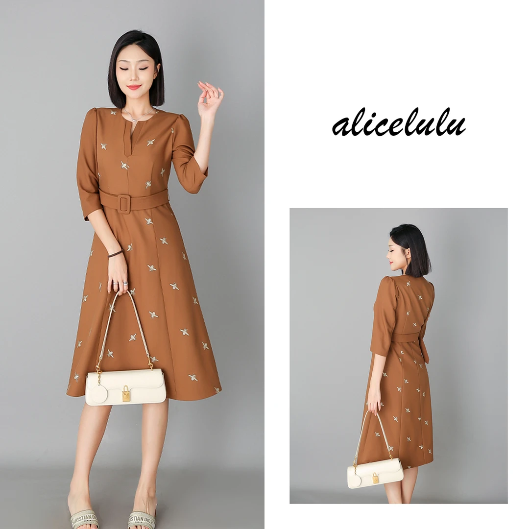 1 ALICE 古家蜜蜂连衣裙 名媛刺绣 时髦腰带 S2138965W