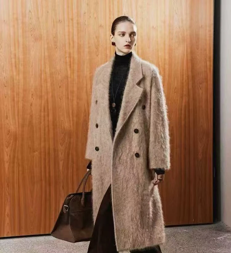 （亚宝高端羊绒）大衣女拉绒长绒外套保暖奢华感冬季新款801