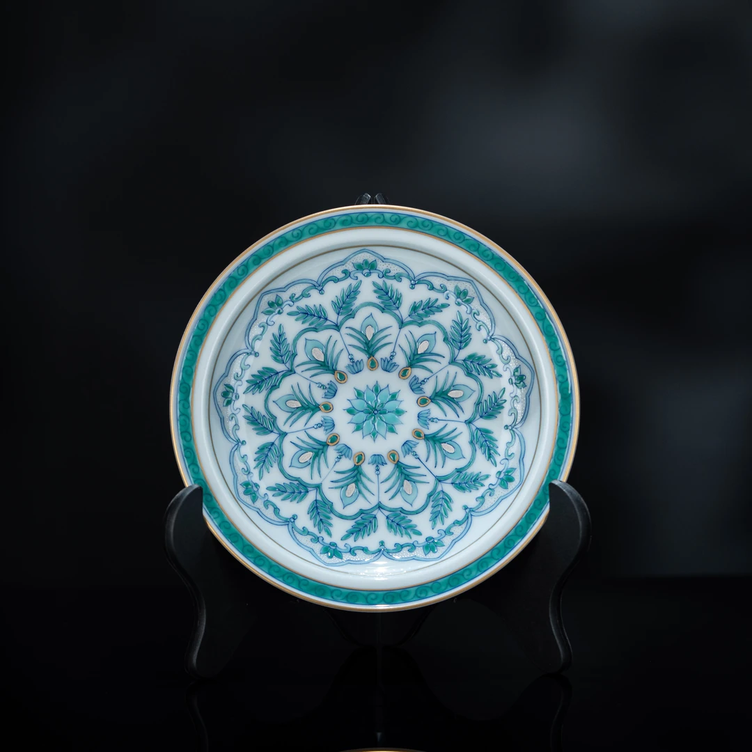 【冉月观隐】斗彩云肩壶承 直径15cm 瓷器茶周边