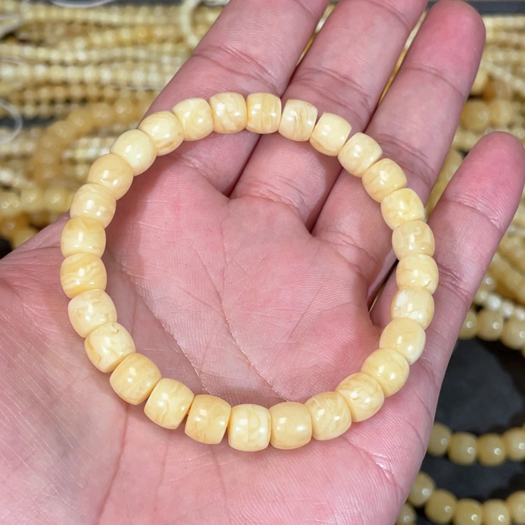蜜蜡裸石未镶嵌蒸*猪蜜蜡手串8mm