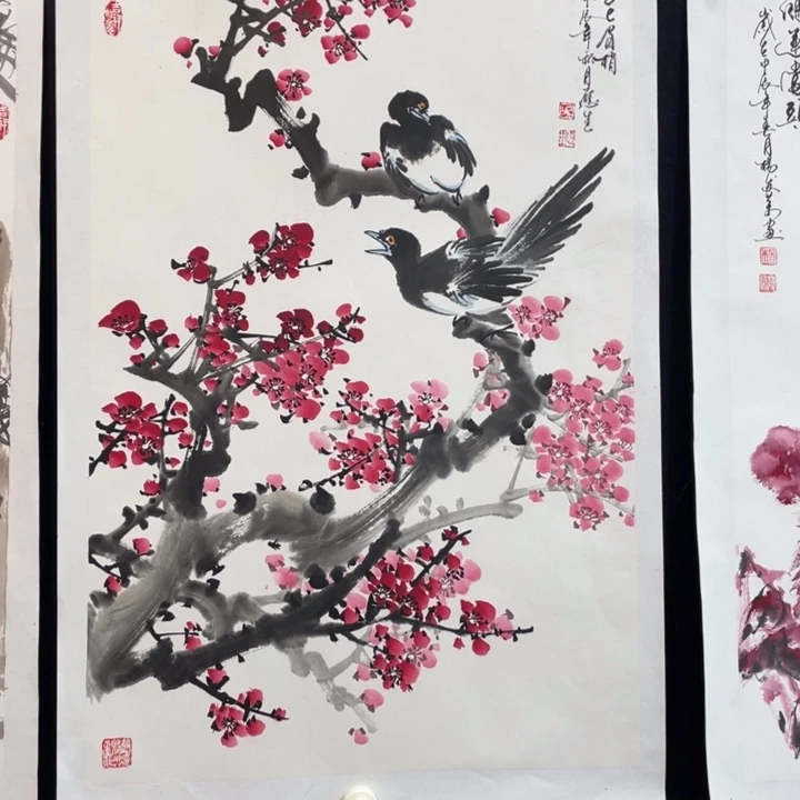 国画四尺三开作品