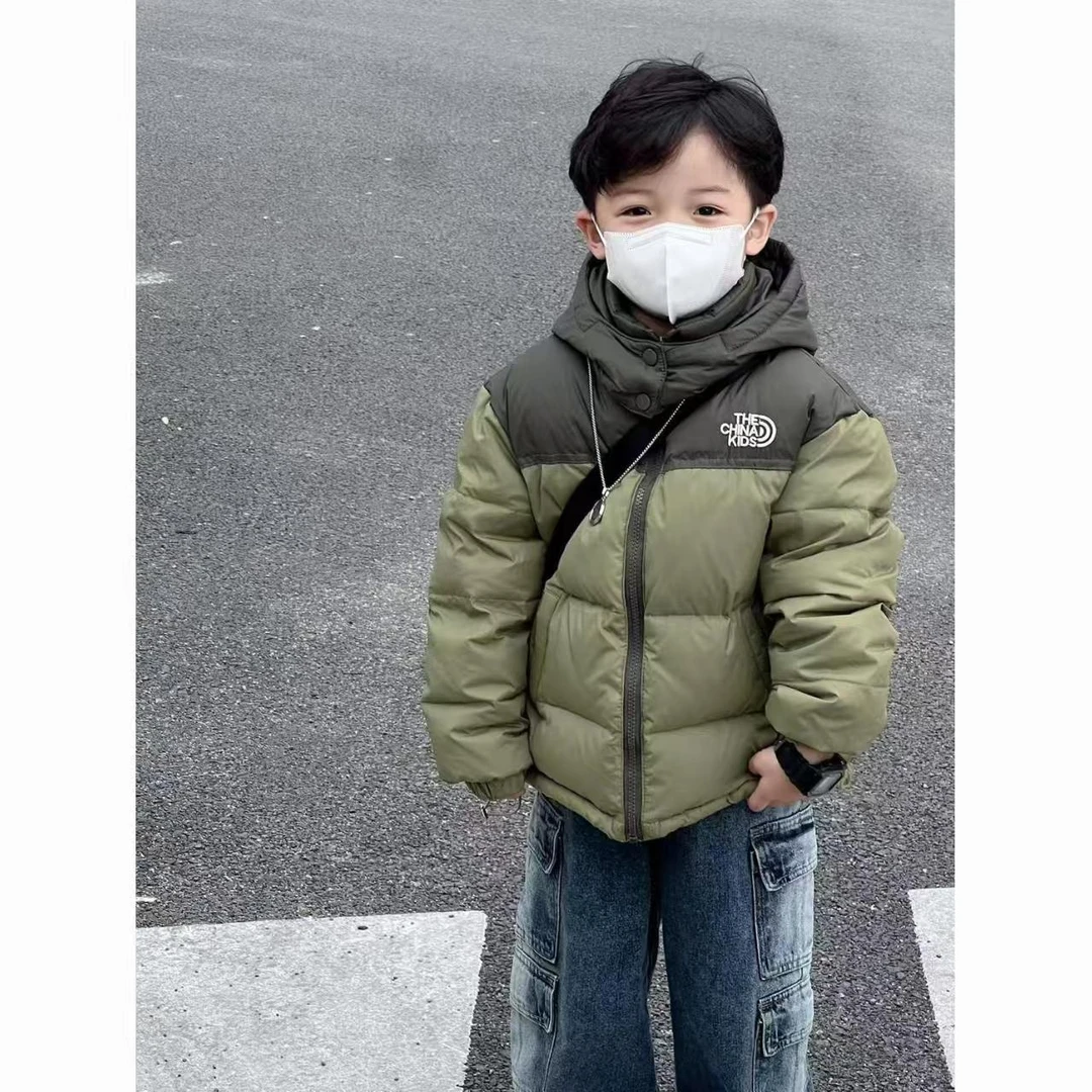 男童加绒加厚款棉服儿童拼色休闲棉服保暖中小童男童时尚童装