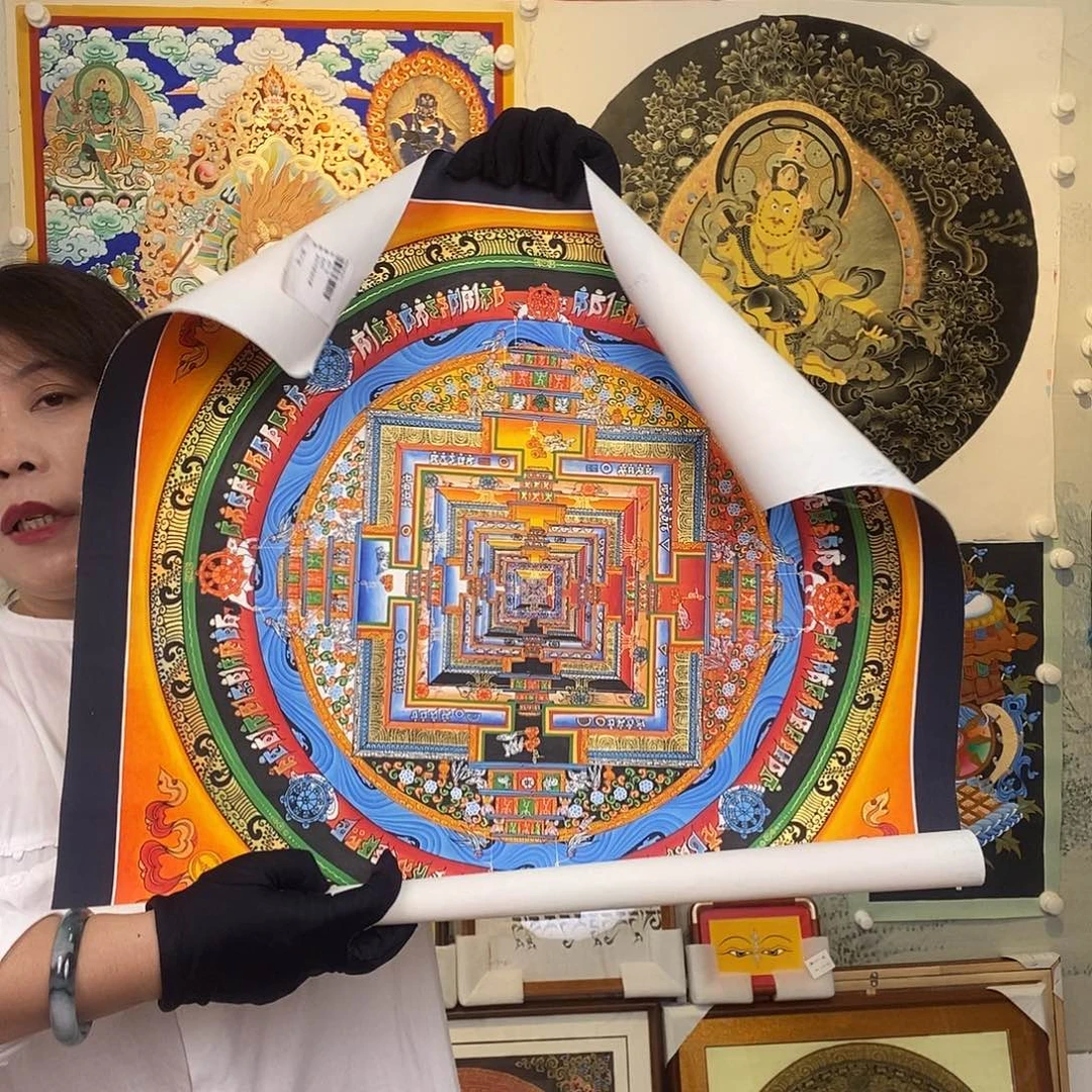 卷轴画纯手绘坛城唐卡50厘米左右