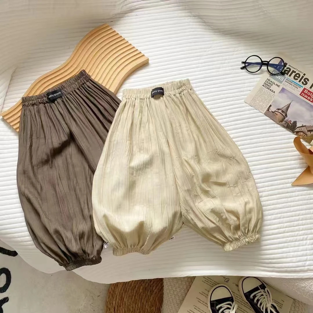 夏季新款桃花皱大皱亲子休闲裤防蚊裤