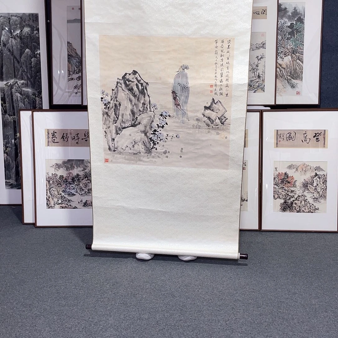 国画北**色手绘画作品带框