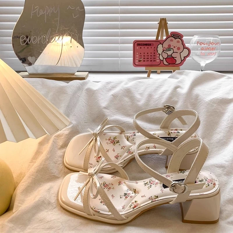 厚底粗跟甜美蝴蝶结凉鞋女2025年夏季外穿休闲仙女风百搭凉拖鞋子