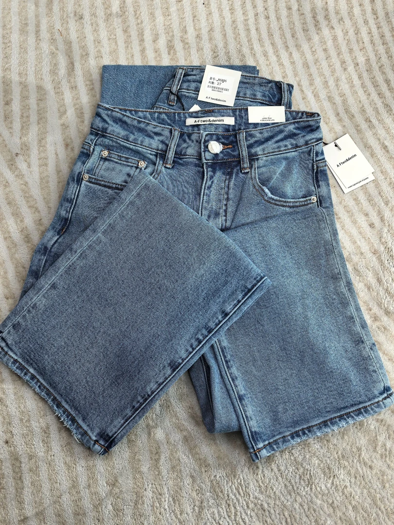 SU【886】代86 愫贺 MWMA微弹直筒窄版阔腿白标牛仔裤~