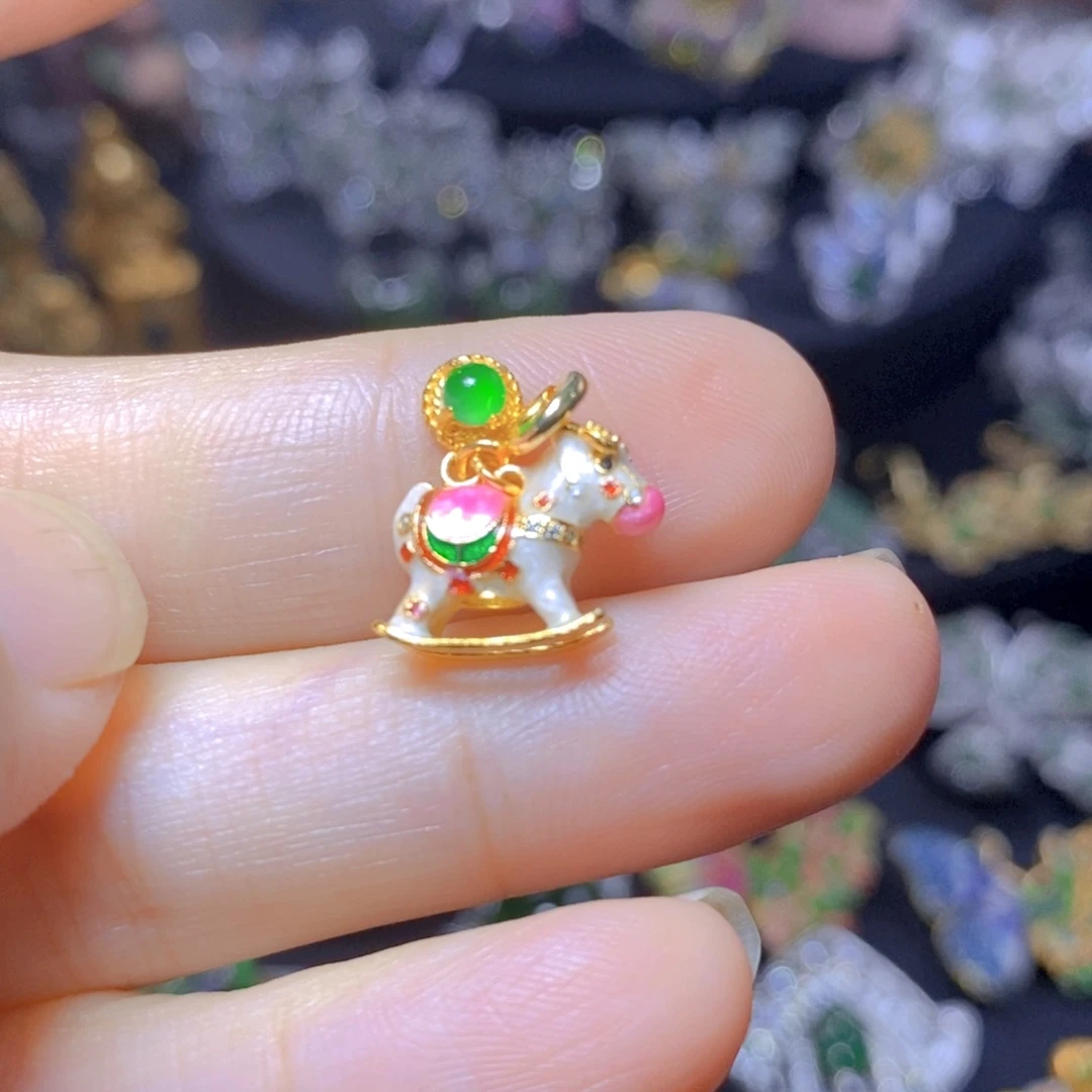 翡翠银S925镶嵌吊坠(不含链)天然