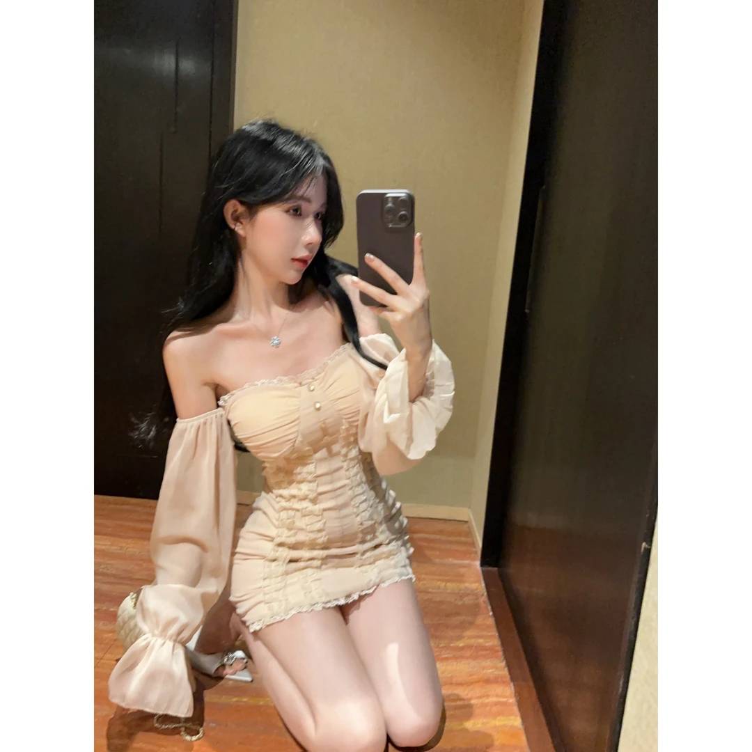 韩系纯欲风抹胸连衣裙女辣妹气质收腰显瘦时尚小众设计感包臀裙子