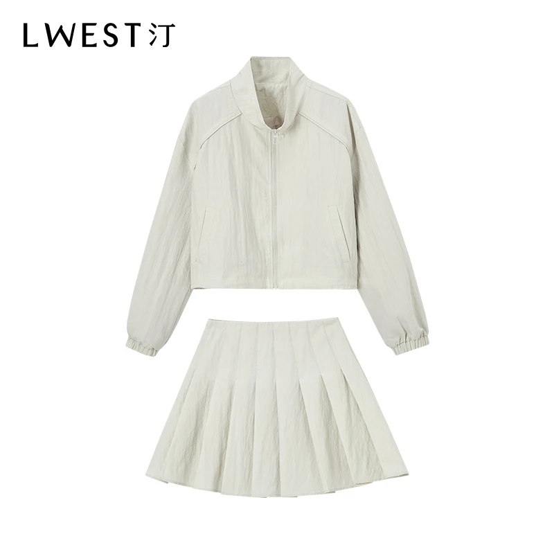 【品牌女装】朗文斯汀纯色外套百褶裙两件套DZMG4102A12069