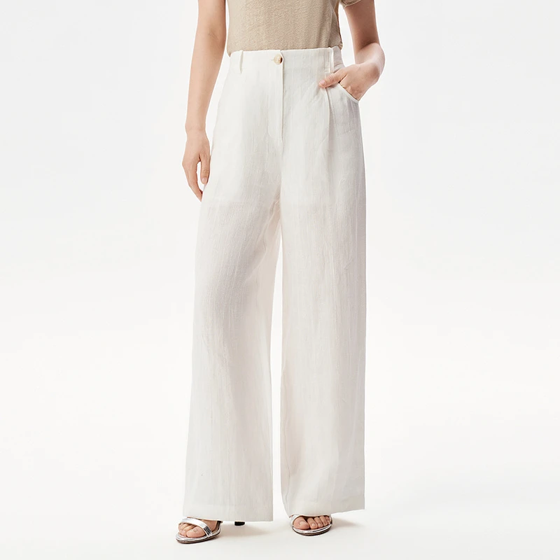 【流光风】IRO Night 肌理感长裤白色裤含亚麻老钱风法式轻奢25新款