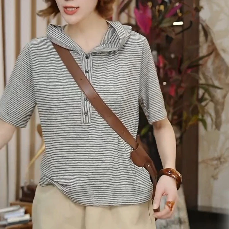 2025时尚春夏新款复古休闲运动连帽T恤LK2503187