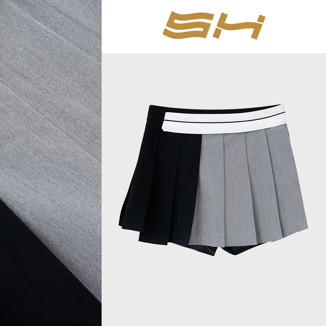 TTa Studio  新款拼接撞色百褶裙女装设计感减龄时尚短裙