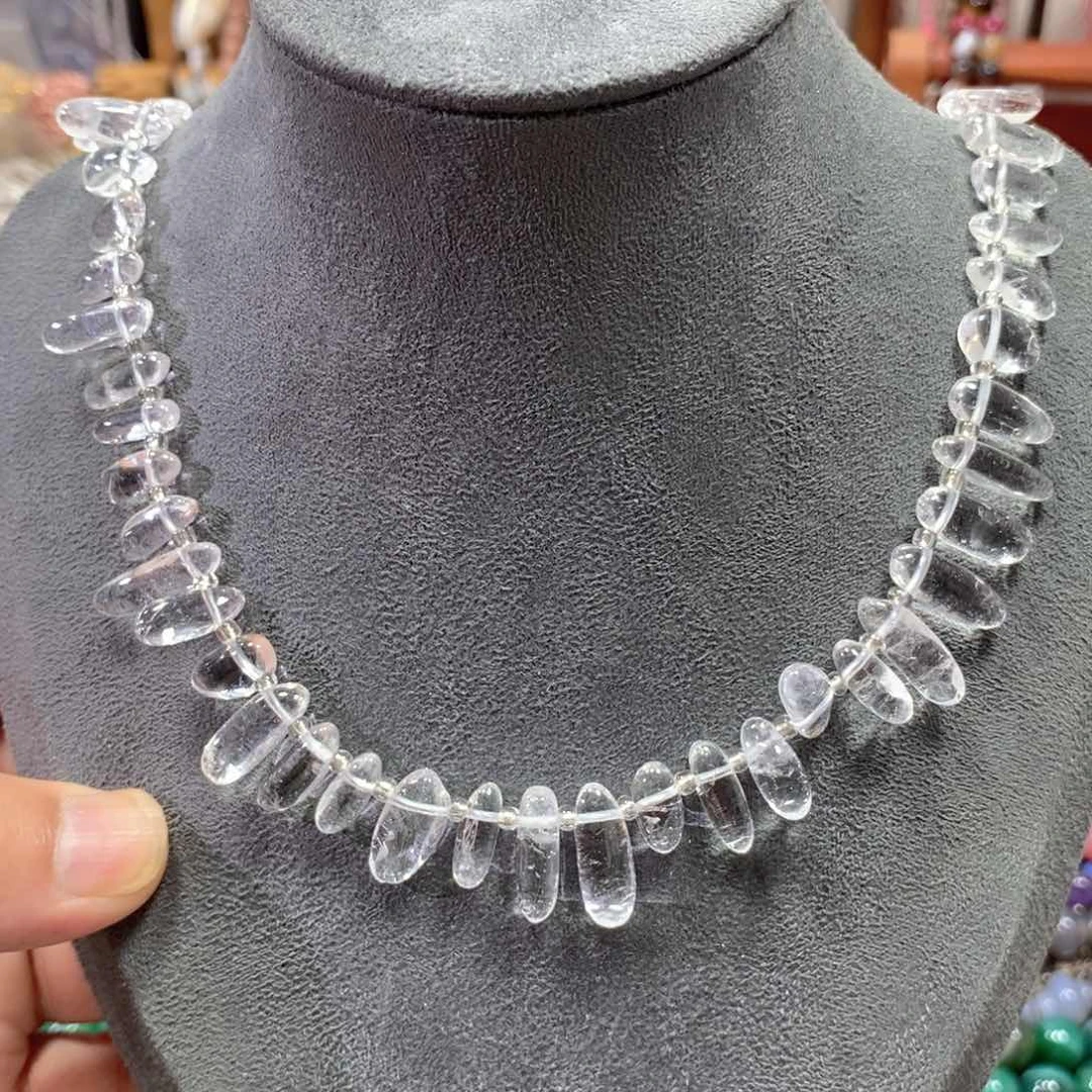 玛瑙/玉髓合金珠宝半成品天然白水晶牙项链款一条
