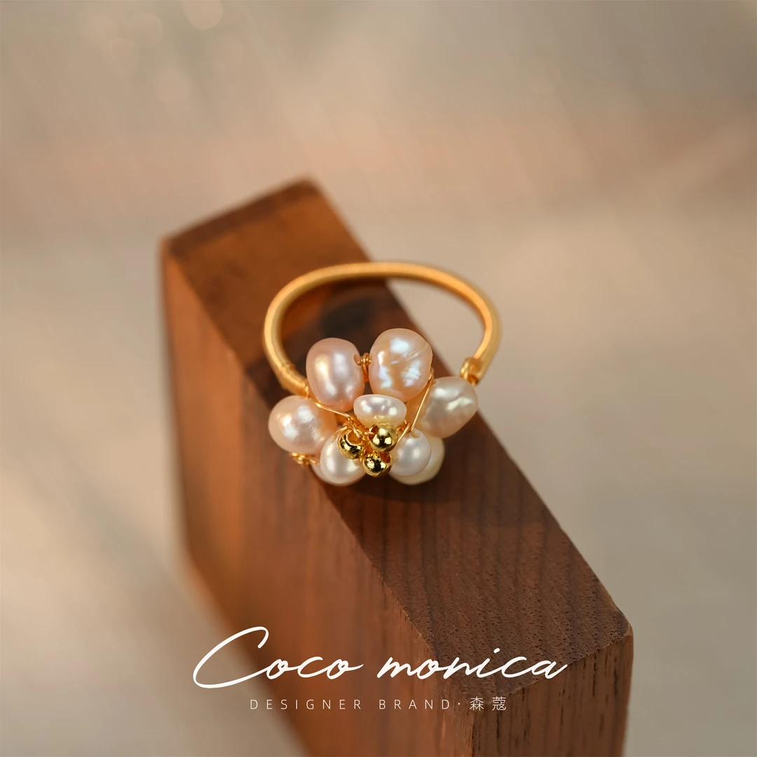 【小霞珠宝】天然珍珠正宗时尚小众轻奢气质花瓣戒指WE79