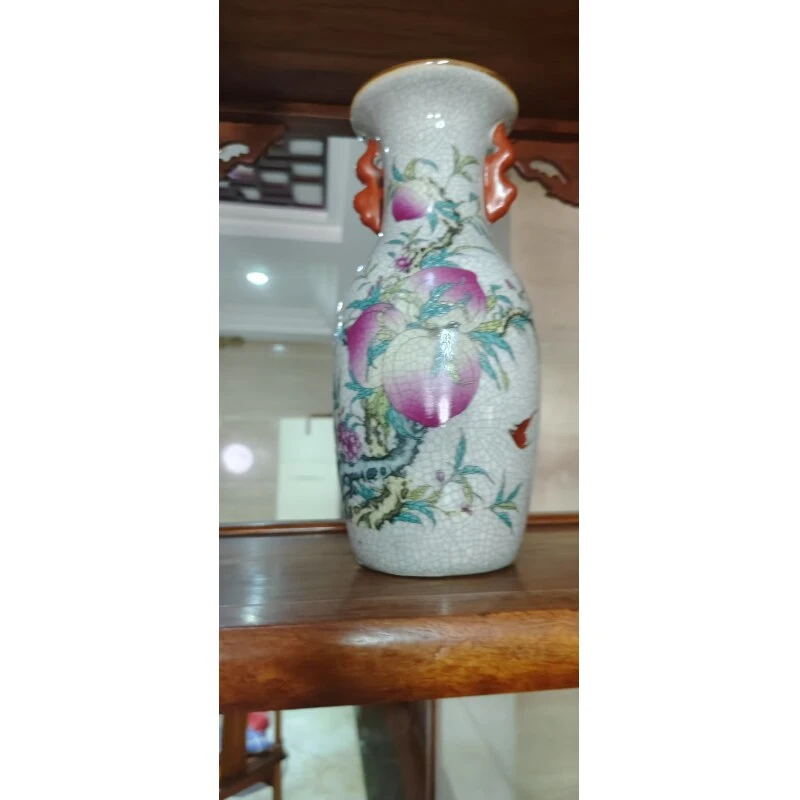 【罗家专属】1009-5寿桃双耳瓷新人福利饰品摆件