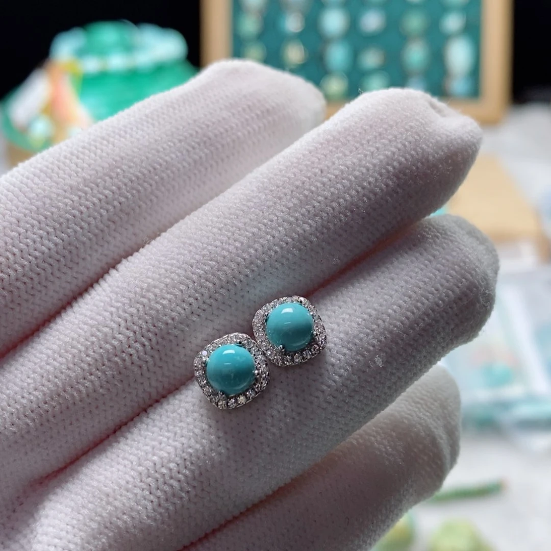 绿松石珠宝奇石银S925镶嵌四**