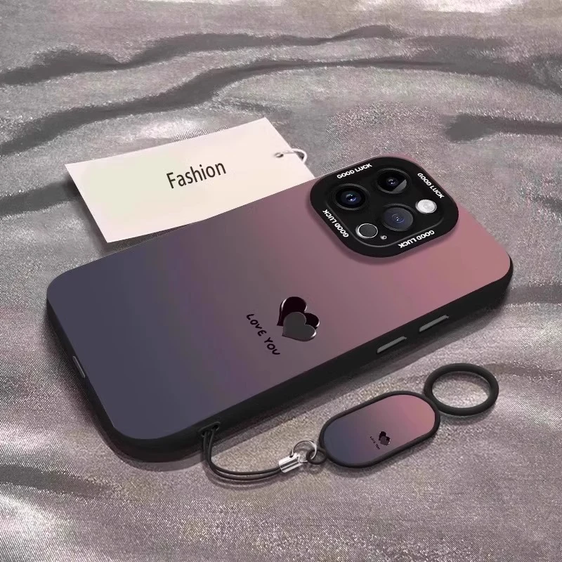 渐变爱心适用苹果16ProMax手机壳iPhone15高级感14plus防摔全包13