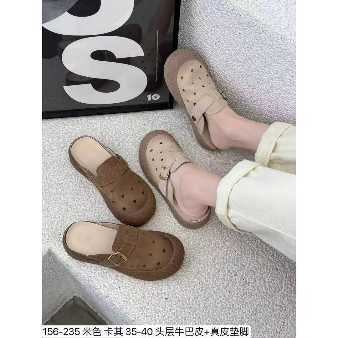 头层牛皮勃肯鞋半拖ZBX156235（跟高2.8厘米）