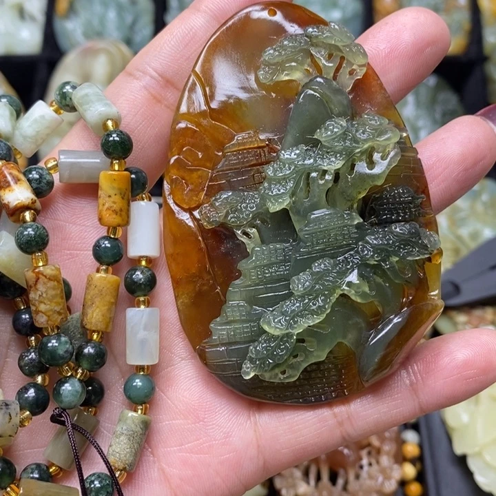 蛇纹石玉吊坠未镶嵌胖**帅